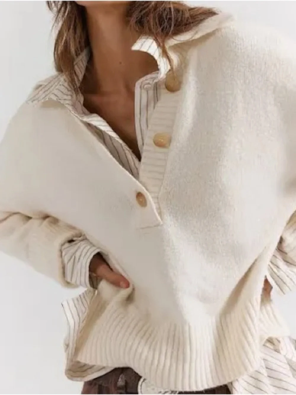 Free People Trading Up Polo in ivory